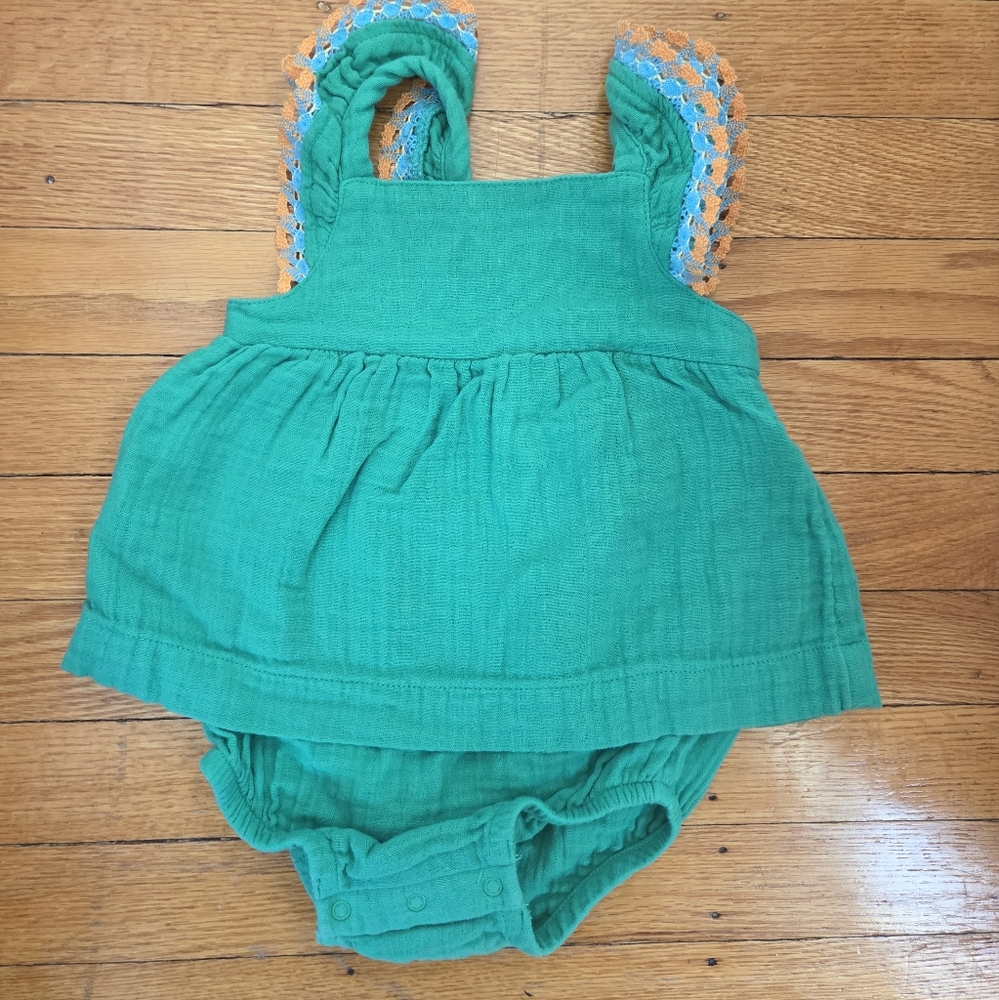 Cat & Jack Green Dress with Bloomers 3-6M Baby Girl
